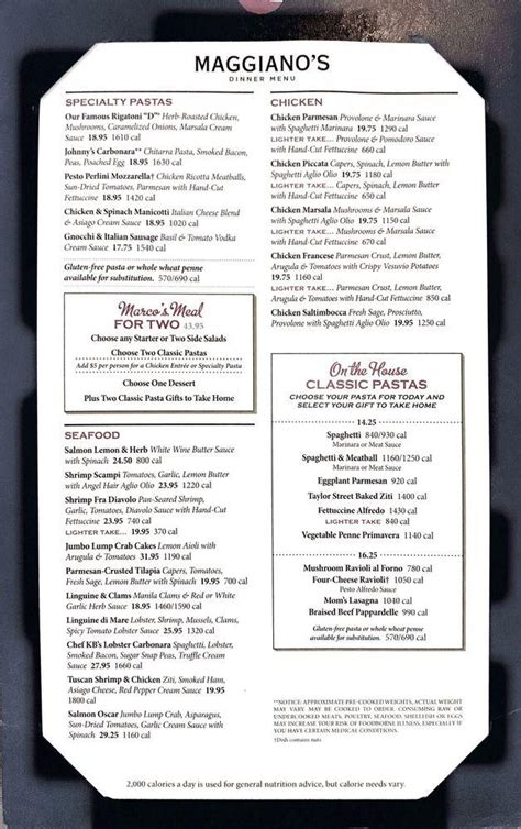 maggiano's little italy|maggiano's menu with prices.